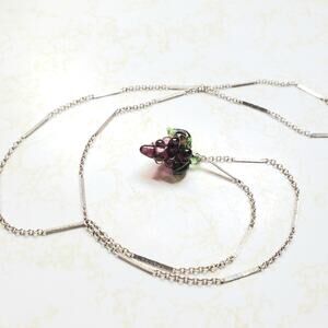 Glass Grape Pendant on Italian Sterling Silver Chain